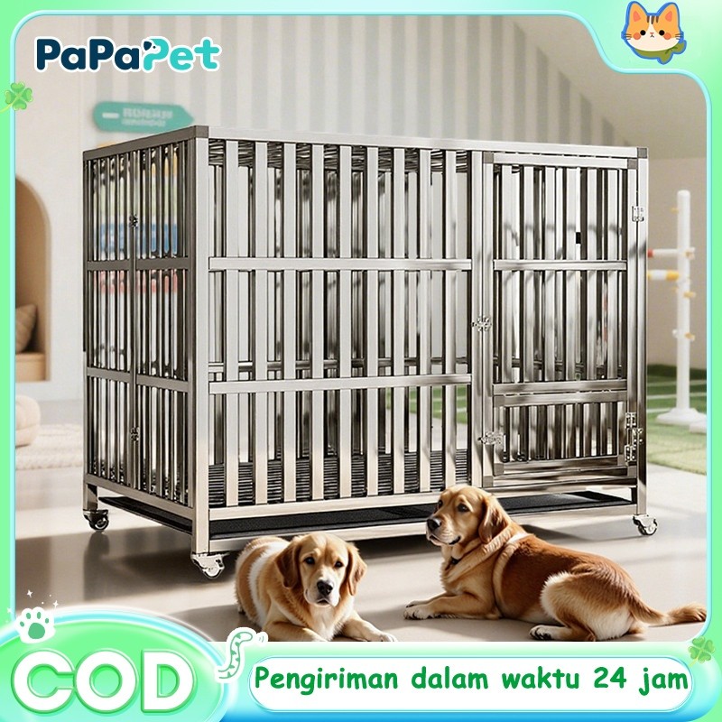 Kandang Anjing Besi Stainless Anti Karat Tabung Persegi Tebal Kuat Untuk Anjing Besar