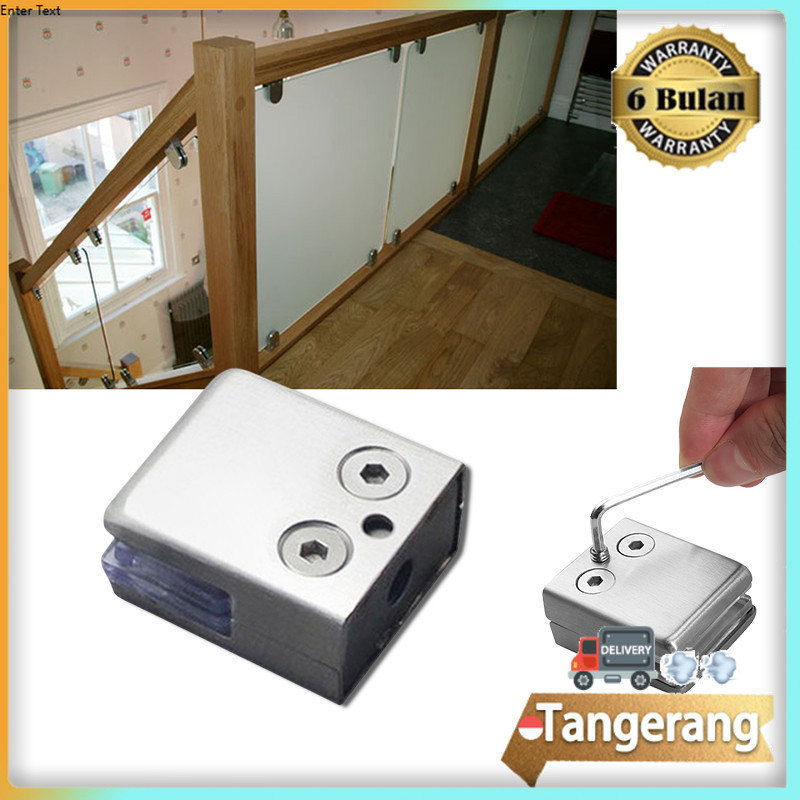 Jepitan Kaca Kotak Ambalan Rak Kaca Braket Penjepit Sekat Kaca Stainless