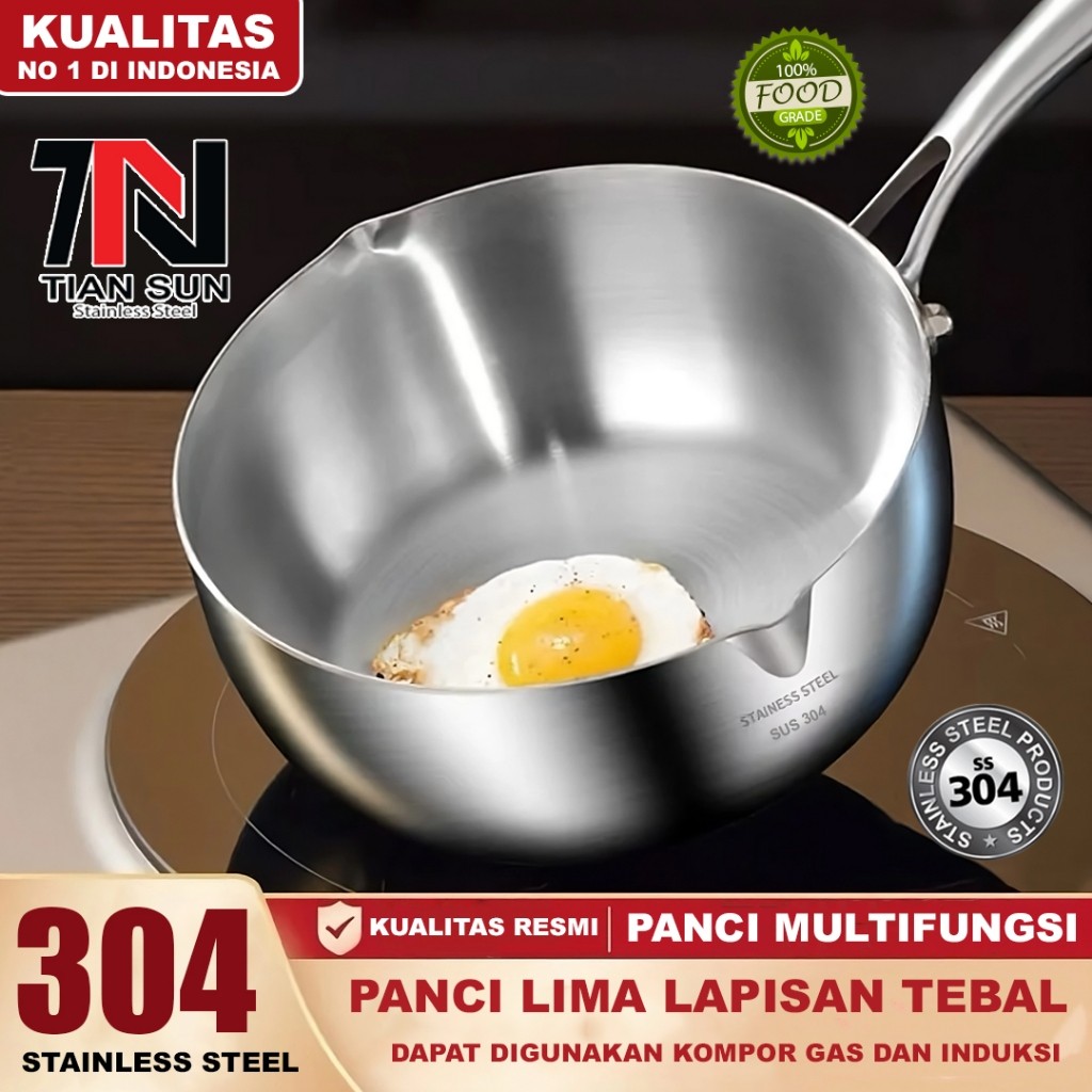 Tian Sun Panci frypan 18cm/20cm/22 stainless SUS304 Panci Susu/Panci Masak Indomie/Japanese Cookware