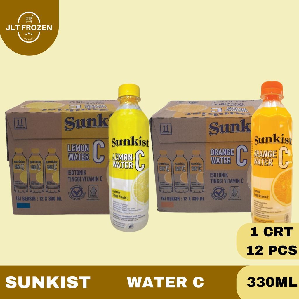Sunkist Water C 330ml  - 1 CRT / 12 PCS /  Lemon Water C / Orange Water C / Minuman Vitamin / Minuma