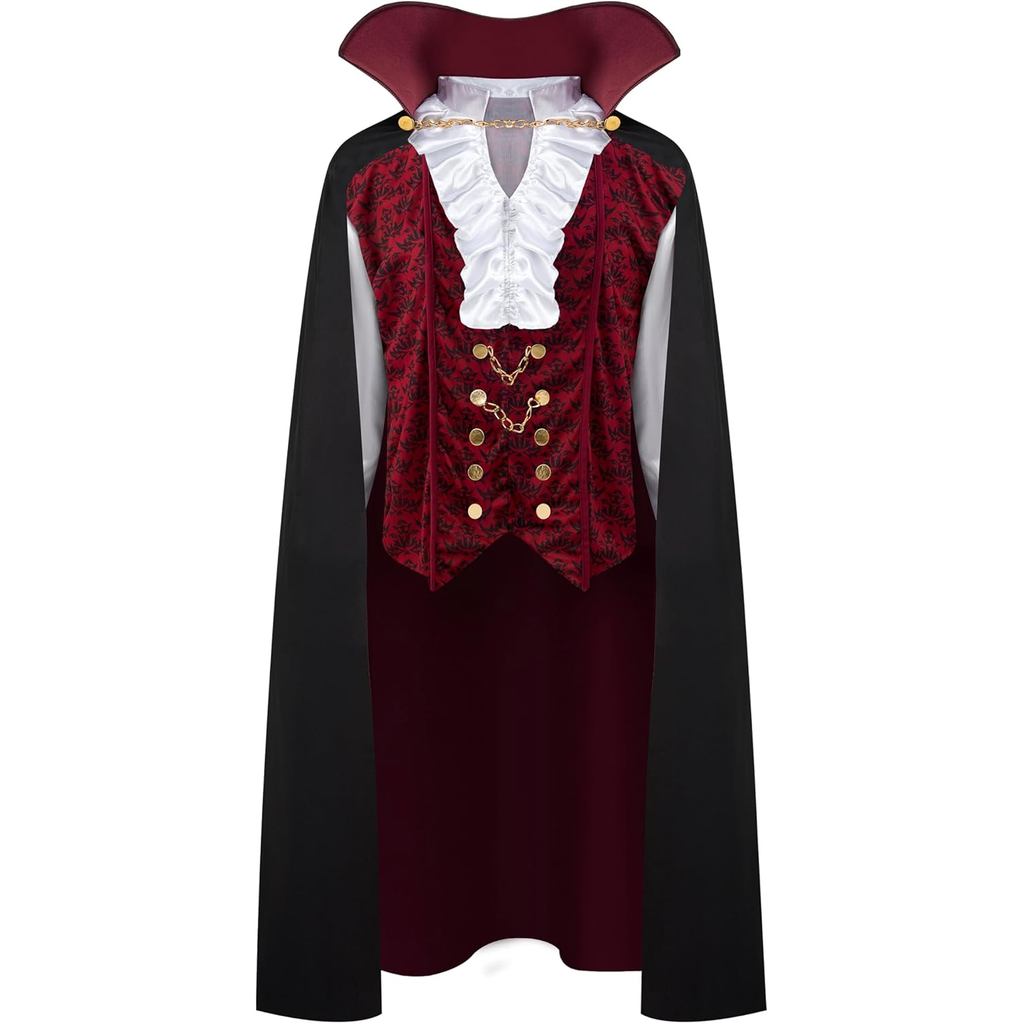 Halloween Men‘s Vampire Costume,Halloween Men's Vampire Cape, Dracula Costume Men For halloween Cost