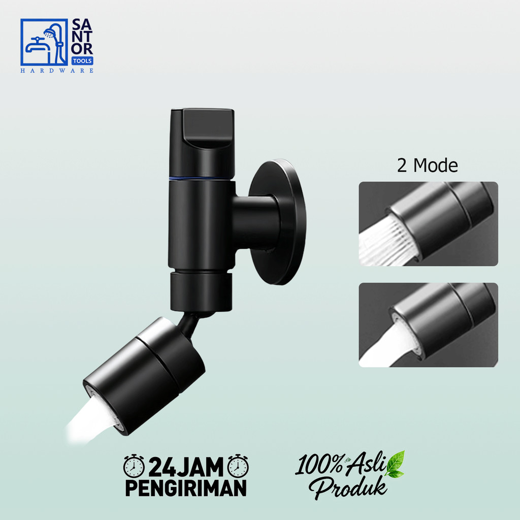 Santor tools - Kran Air Tembok Stainless SUS304 Minimalis Warna Hitam, untuk Kamar Mandi Bak Taman