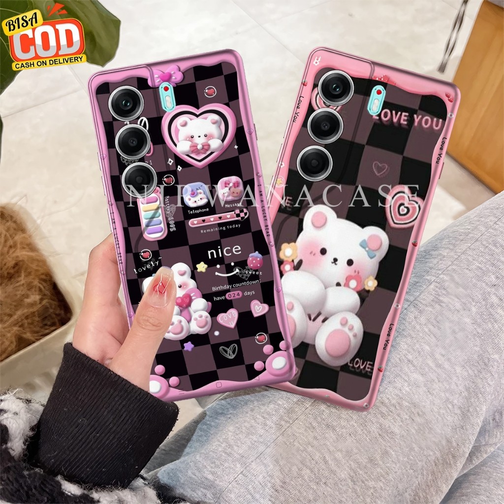 Cassing Hp Tecno Camon 40 4G / Tecno Camon 40 Pro 2025 Motif Beruang Lucu Case Pro Camera Lentur - F