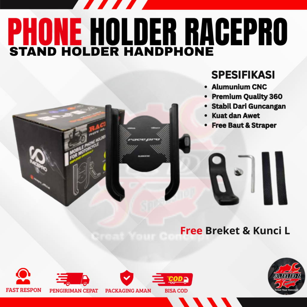 POWERFULL Stand Holder HP Phone Holder Racepro Universal Stabilizer HP Vario Beat Scoopy All Tipe Mo