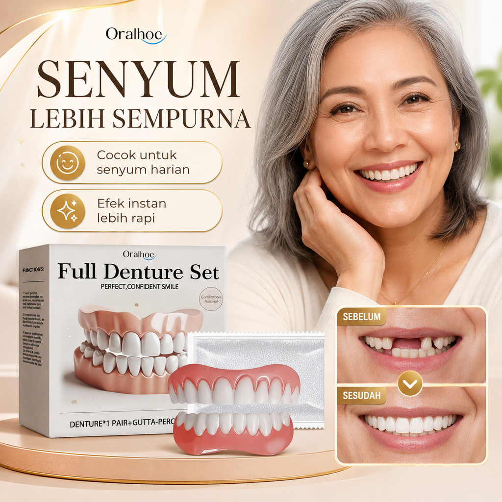 Ready Oralhoe Gigi Palsu Lepas Pasang 1set Gigi Palsu Senyum Sempurna Gigi Veneer Gigi Palsu Instan 