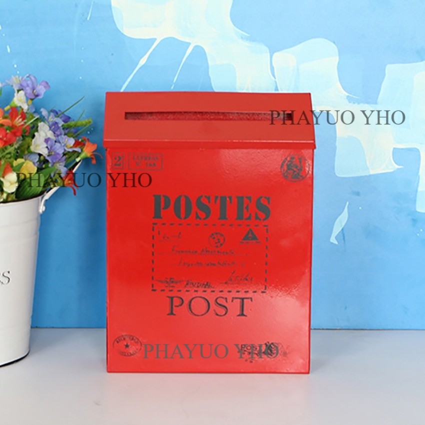 Kotak Surat Pos Dinding Rumah Mail Box Bahan Besi Plat Tebal Tempat Penyimpanan Dokumen Koran Majala