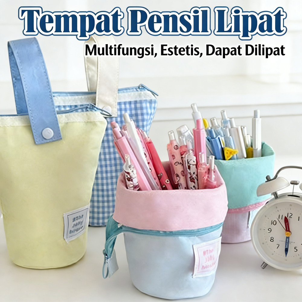 Berdiri case pouch makeup pen penil standing bag tempat / Standing pen case bag makeup pouch tempat 