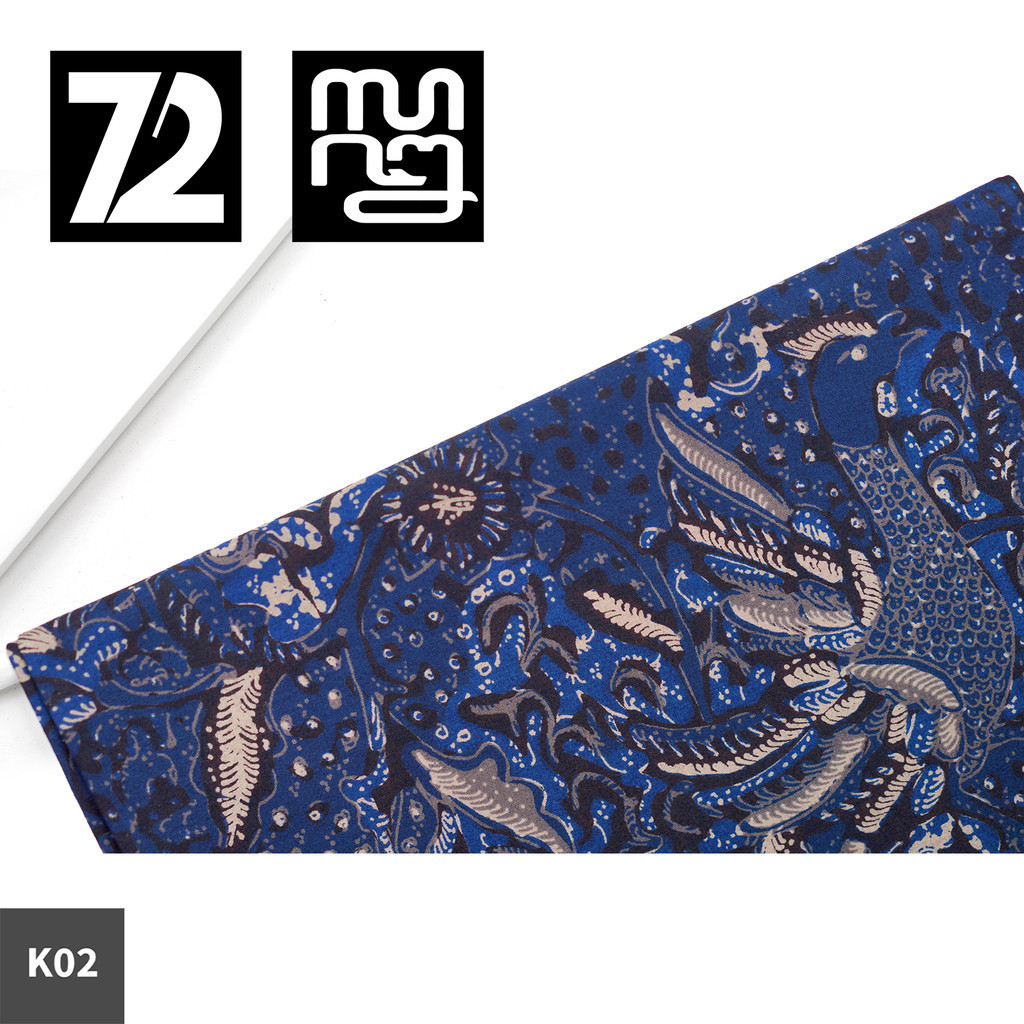 72 Batik - Kain Batik Bahan Katun Motif Merak Abstrak Warna Biru Hitam 725163