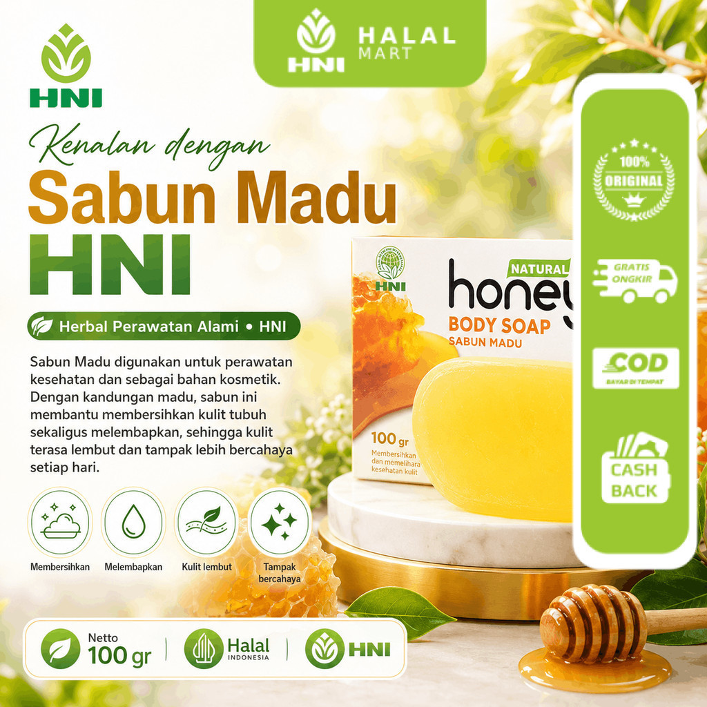 Sabun  Madu HNI - Sabun Herbal Alami HNI HPAI - BPOM HALAL 100% Original Halal Mart 798
