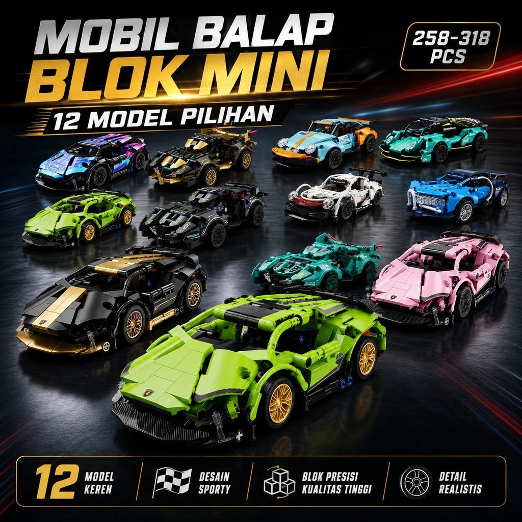 Mr.Toys Mainan Balok Susun Mini Block Mobil Balap 1:20  DIY Racing Car Hadiah Anak Koleksi Meja