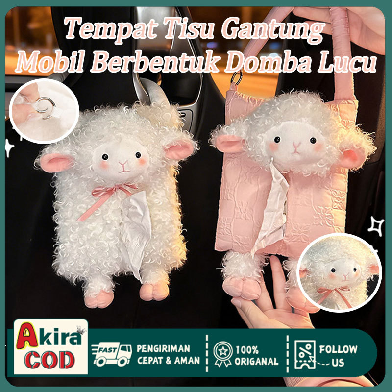 Domba Lucu Imut Car Hanging Tissue Box Tempat  Tempat Tissue Basah Kering Tempat Tissue