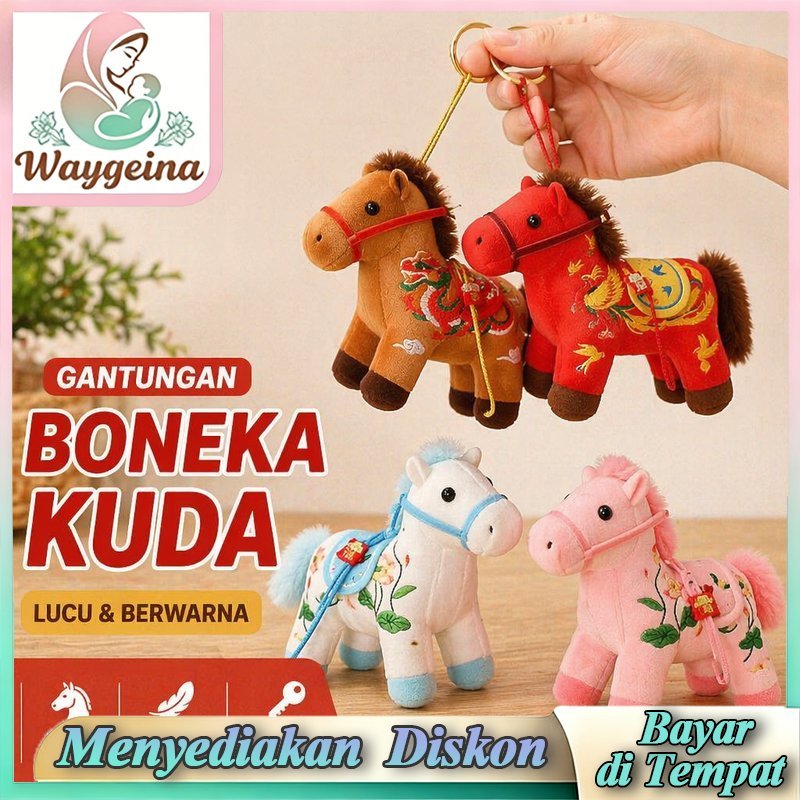 Gantungan Kunci Boneka Kuda Poni Plush Liontin Tas Maskot Tahun Kuda Hadiah Imlek