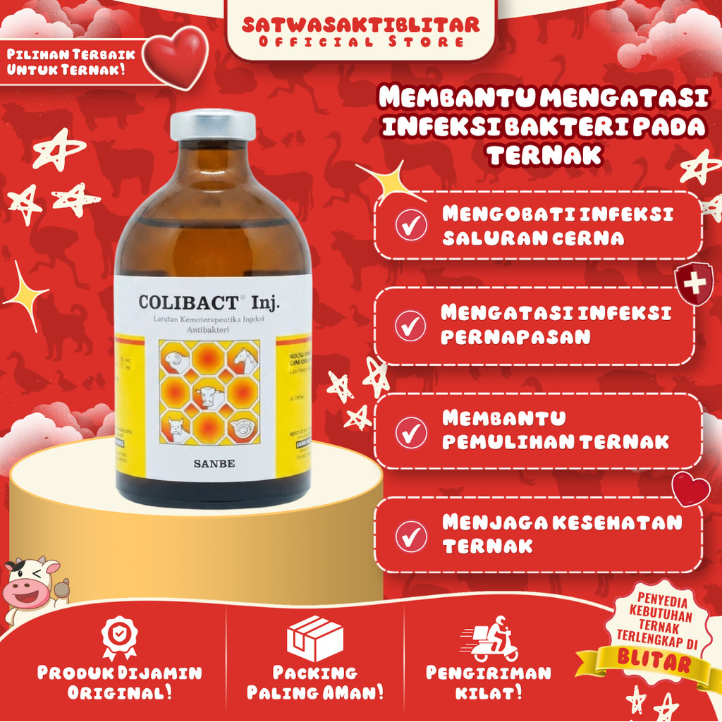 COLIBACT INJ 100 ML -  Untuk Hewan Sapi Kambing Domba Kuda Babi Ayam