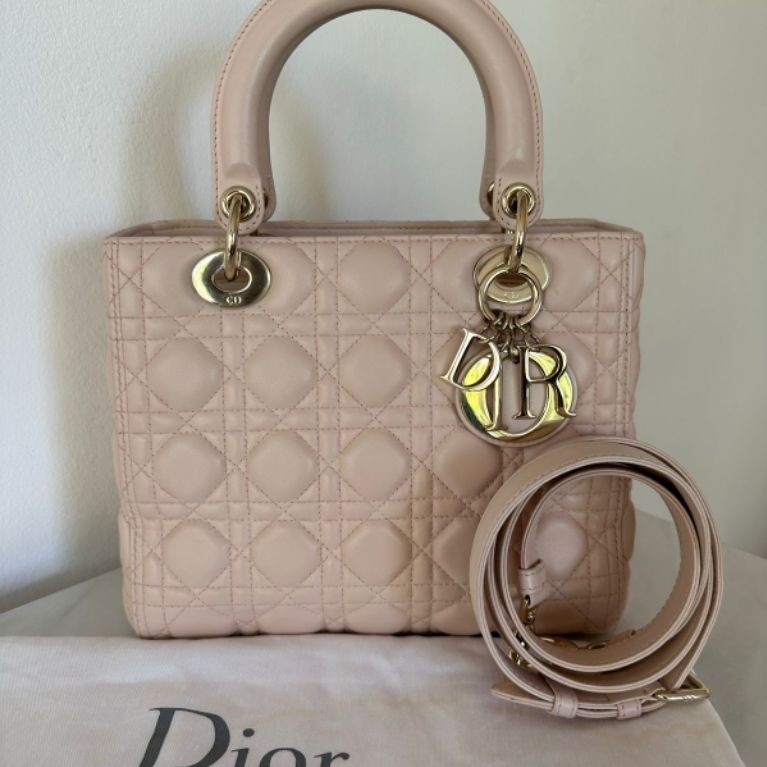 Lady Dior Pink Poudre Ghw Medium Authentic