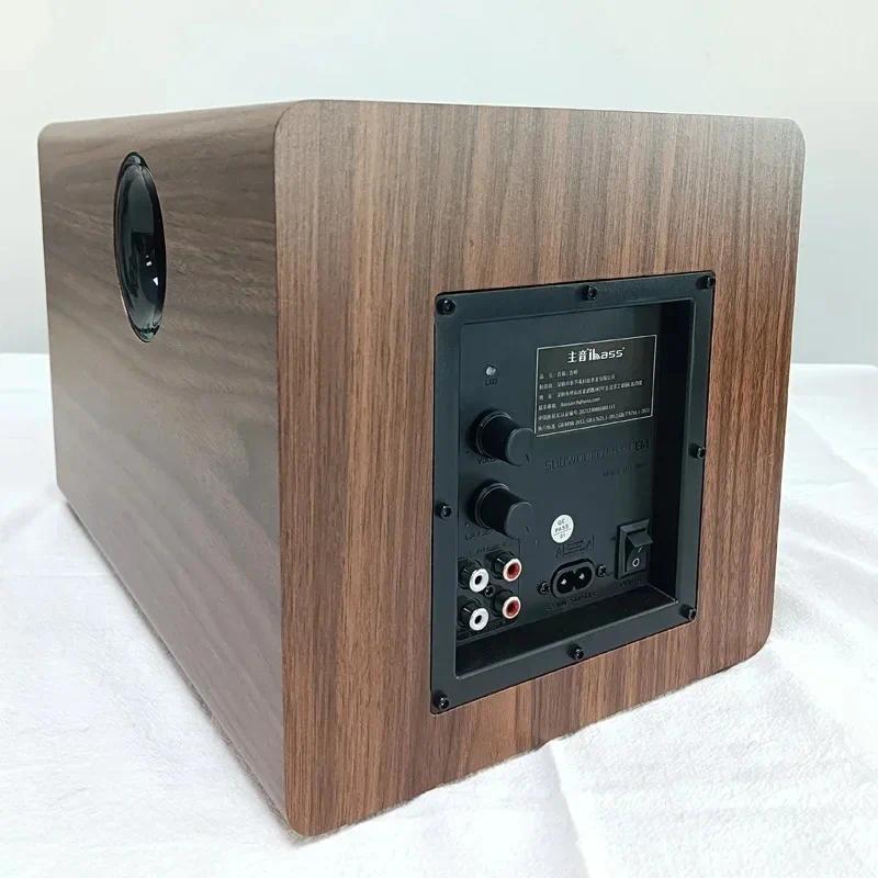Ibass SU650D 100W Powered Subwoofer 6.5 Inch Wooden Bass Speaker Easy to Connect for Home Theater Ga