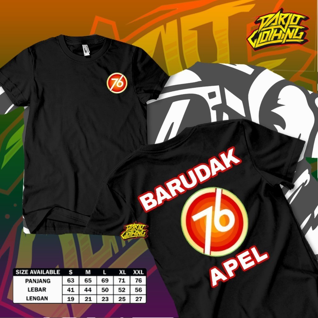 Kaos Barudak 76 Apel Premium | Kaos Pria Wanita Unisex | Cotton Combed 30s