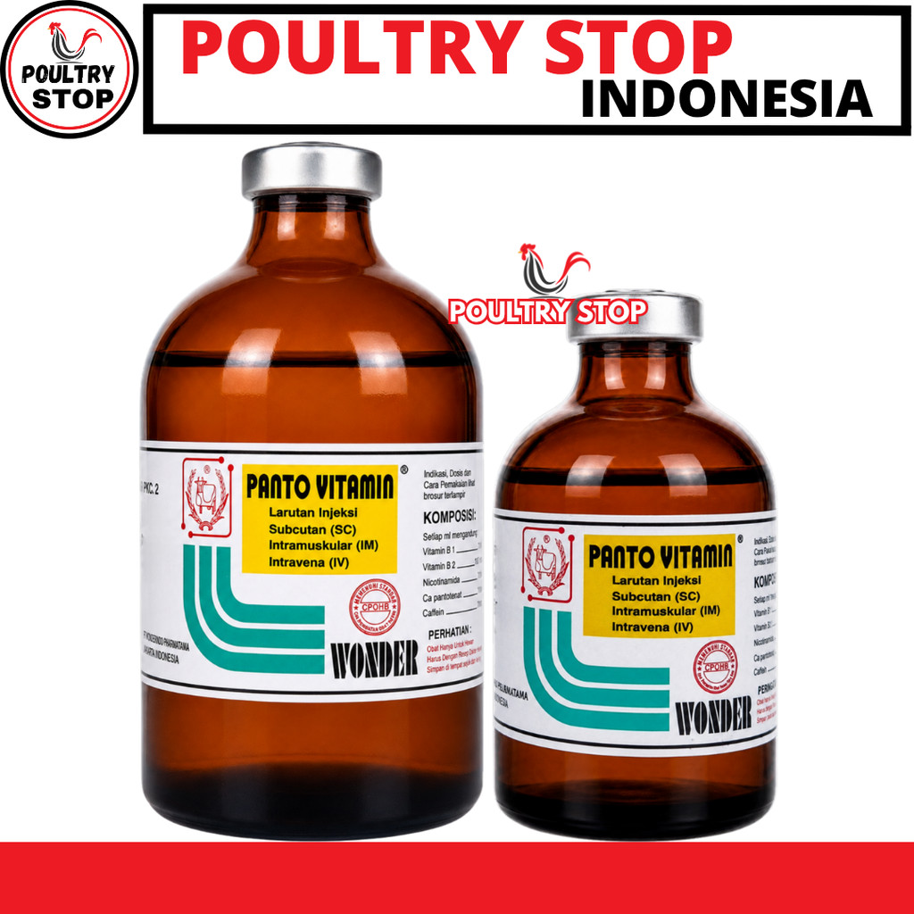 PANTO VITAMIN 100ML & 50ML WONDER - Multivitamin Hewan Injeksi Vitamin Pertumbuhan Penggemuk Nafsu M