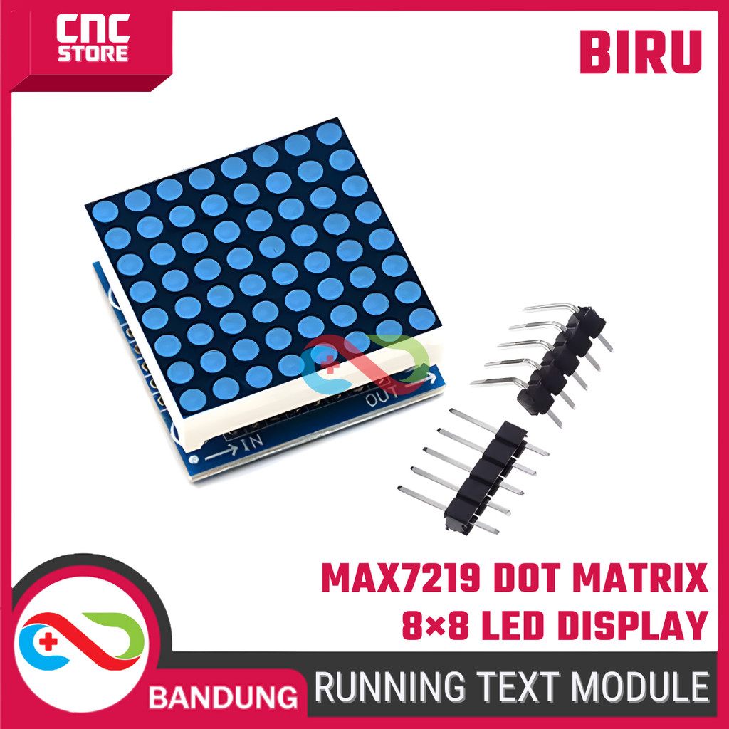 MAX7219 8x8 LED Dot Matrix Display Module Biru– Running Text & Animasi