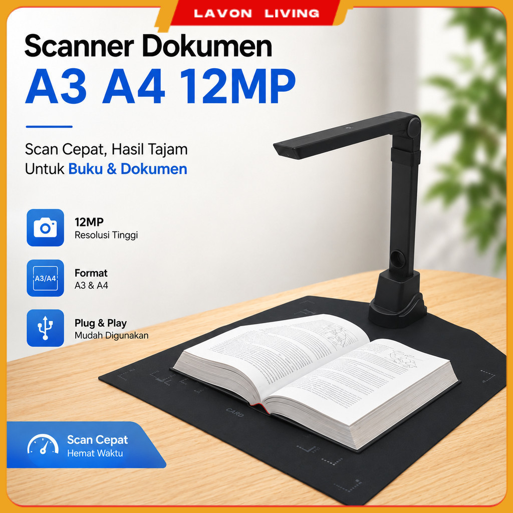 Scanner Dokumen Buku Overhead Portable Camera Scanner A3 A4 12MP - SD-2000