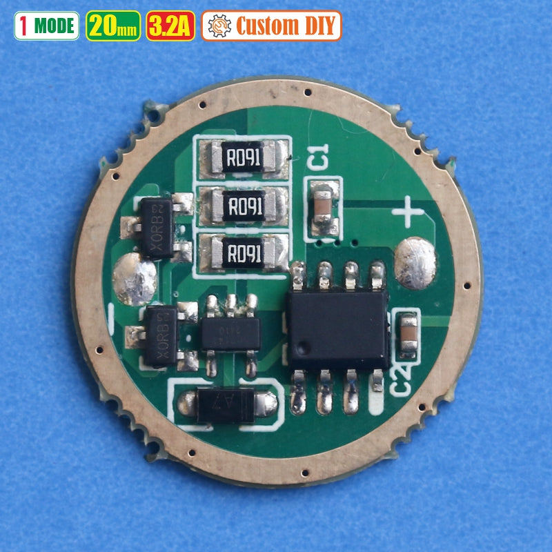 Custom DIY Driver Senter 1 Mode 20mm Led 3A 10W Cree XML XPL SST Yinding Untuk Senter 1 Baterai Sakl