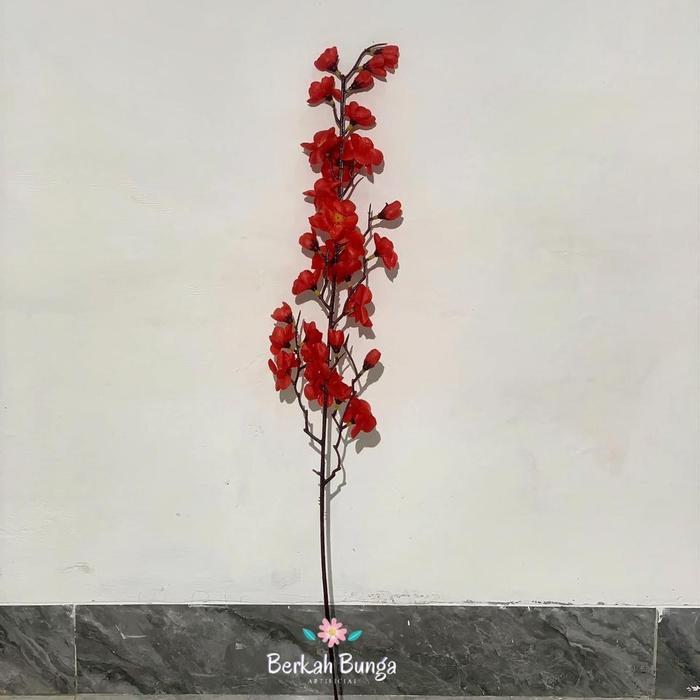 Bunga Sakura Plastik/Bunga Plastik/Bunga Artificial/Bunga Sakura - Merah