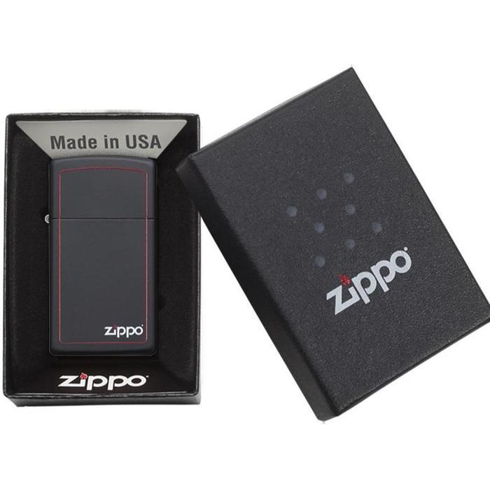 Zippo Original 1618ZB Slim Black Matte with Red Border