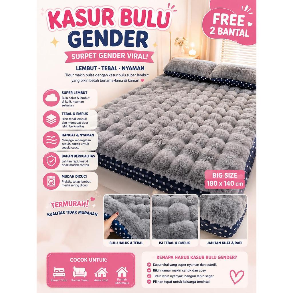 Kasur bulu gender / Surpet gender / kasur viral FREE 2 BANTAL / termurah ukuran
