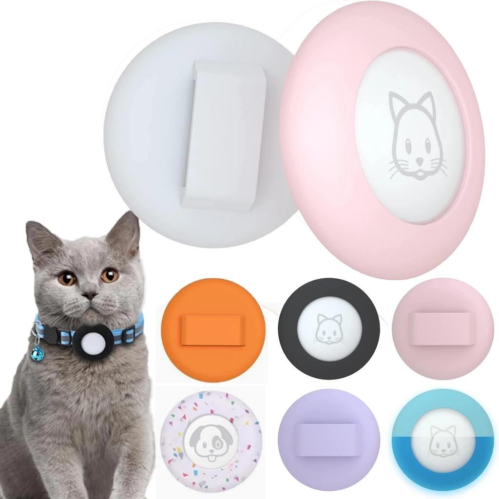 Airtag Cat Collar Holder, Small Air Tag Cat Collar Holder Silicone Case Cover for Cat Dog Pet Collar
