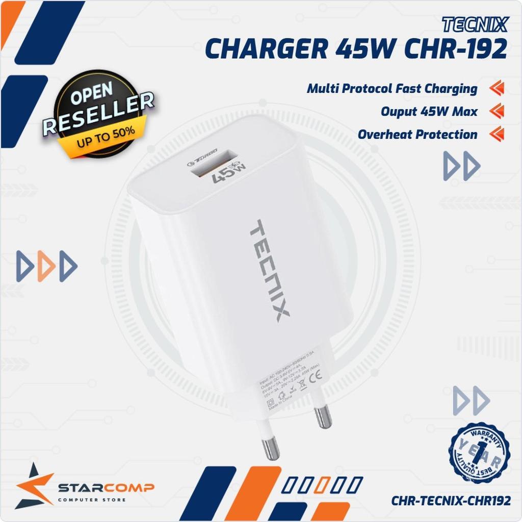 Tecnix CHR-192 45W Fast Charger Usb Type-C Multi Protocol Fast Charger