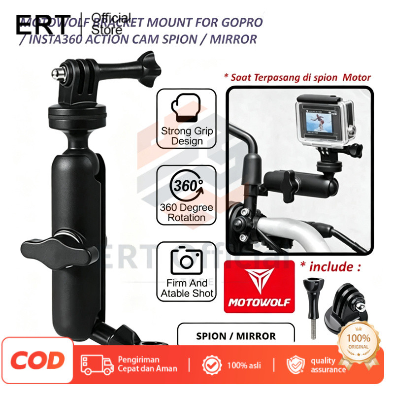 Breket Action Camera GoPro Untuk Motor Holder Camera 360 Spion