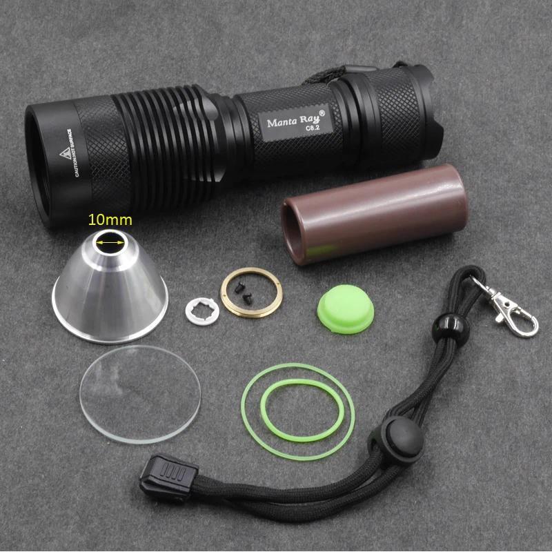Black Manta Ray C82 Flashlight Host Aluminum Alloy SMO OP Reflector Glass Lens Without LED And Drive