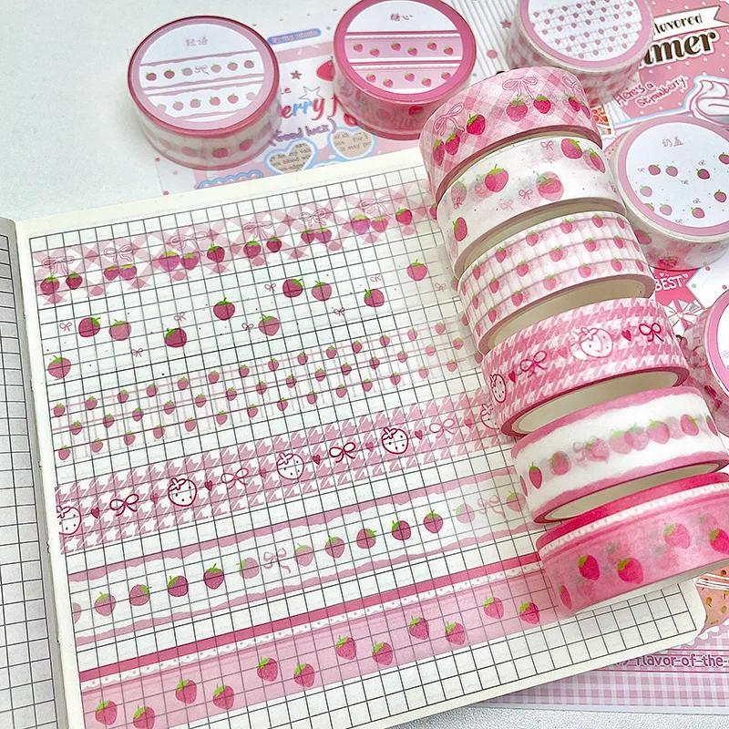 MINKYS 6pcs/lot Strawberry Apple Fruit Tape Cute Cartoon Creative Decorative Washi Tape Sool Station