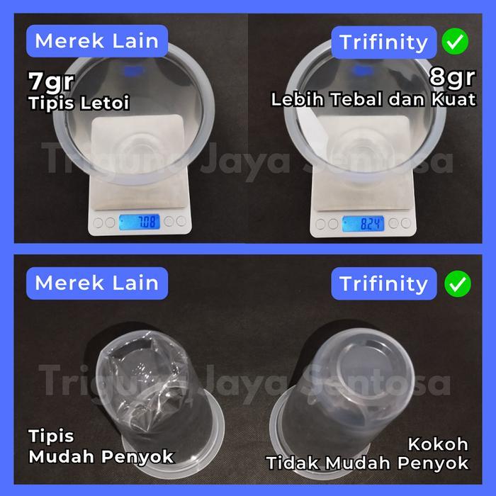 Gelas Oz HALAL Oval Tebal 8gr 12oz 14oz 16oz 18oz 22oz Datar Rata /Pack Cup Trifinity JSP - 14oz 6gr