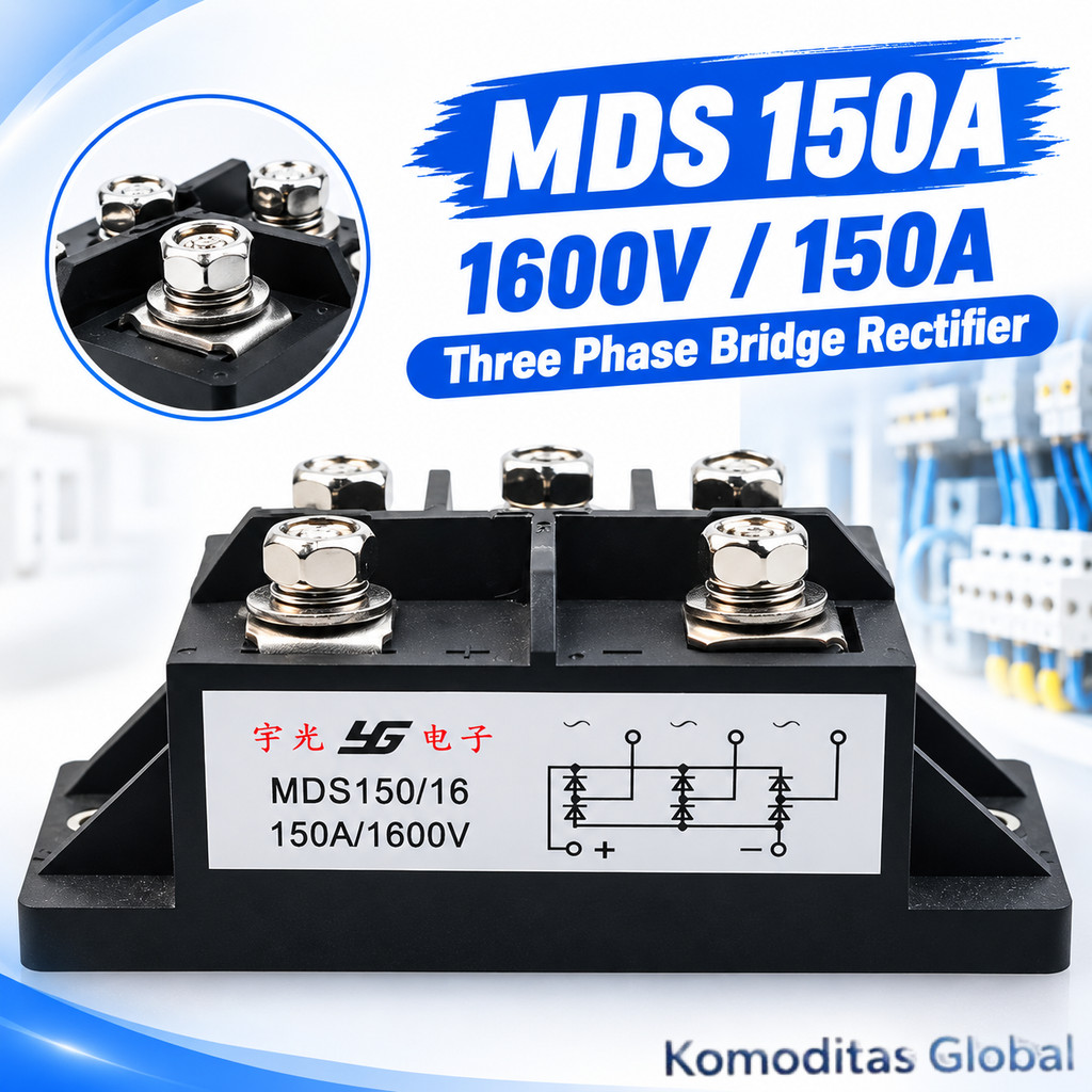 Modul Penyearah 3 Fasa MDS150A 1600V Rectifier Bridge 150A Pelat Tembaga