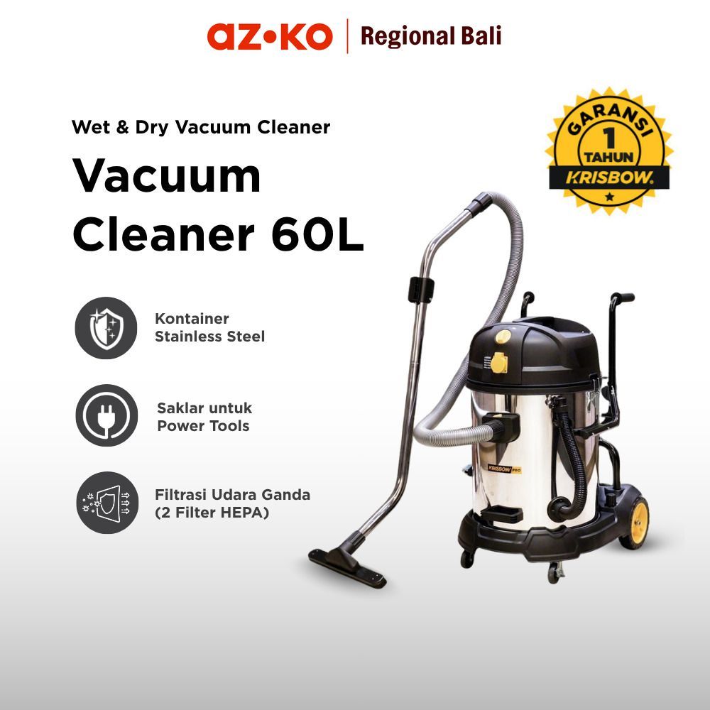 AZKO Krisbow Vacuum Cleaner Wet & Dry 1000 Watt Penyedot Debu Alat Vacum Mesin Vacuum Hisap Debu Ala