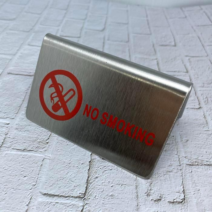 Space No smoking sign plate plat dilarang merokok meja table besi stainless
