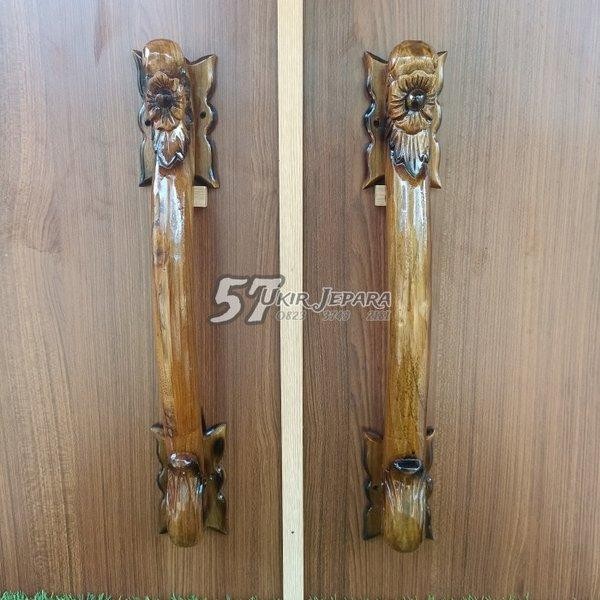 Gagang pintu rumah full ukir jepara - Tarikan pintu murah kayu jati