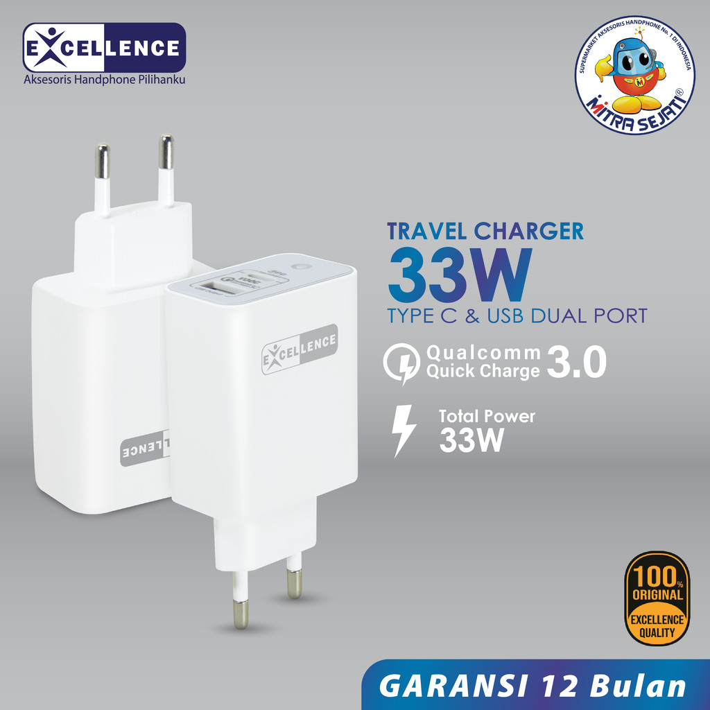 EXCELLENCE Travel Charger Phoenix 33W USB & Type-C Output