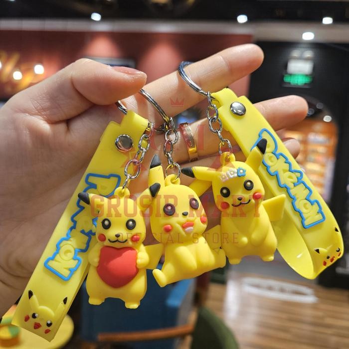 Gantungan Kunci Pikachu Pokemon Silikon Tebal / Ganci Pikachu / Ganci Pokemon / Gantungan Kunci Bone