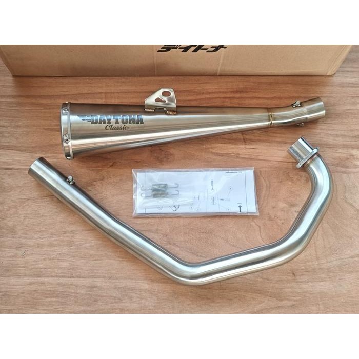DAYTONA KNALPOT RACING GP TAPER CLASSIC FULL SYSTEM KAWASAKI W175 ASLI ORIGINAL 100% RACING Motorcyc
