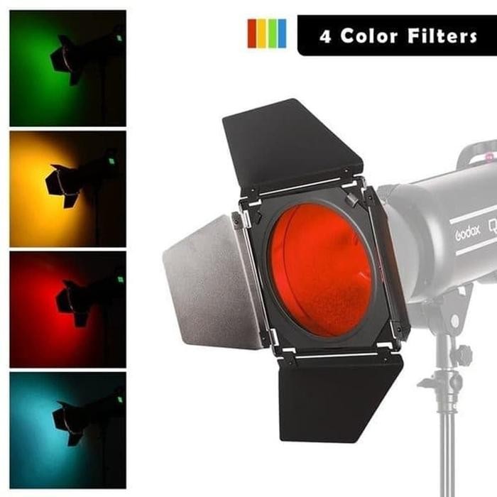Godox BD-04 Barndoor Honeycomb Grid 4 color Filter for SL60W SK400II Photonesia