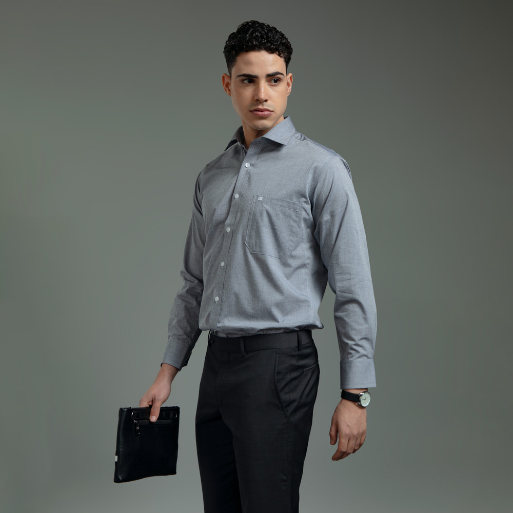 Kemeja Lengan Panjang Guy Laroche Microdot Speckle - White Black Cotton Smart Casual