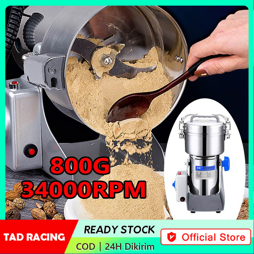 TADRACING 800G 34000RPM Mesin bubuk/tepung Penggiling Gerinda Herbal Biji Kacang Obat Mesin Giling G