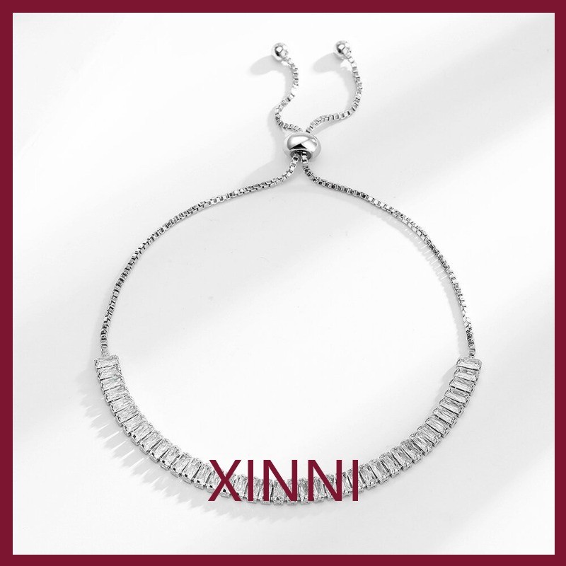 XINNI Gelang Kubus Gula Moissanite Perak Imitasi 925 Dua Warna Penjualan Panas untuk Pria dan Wanita