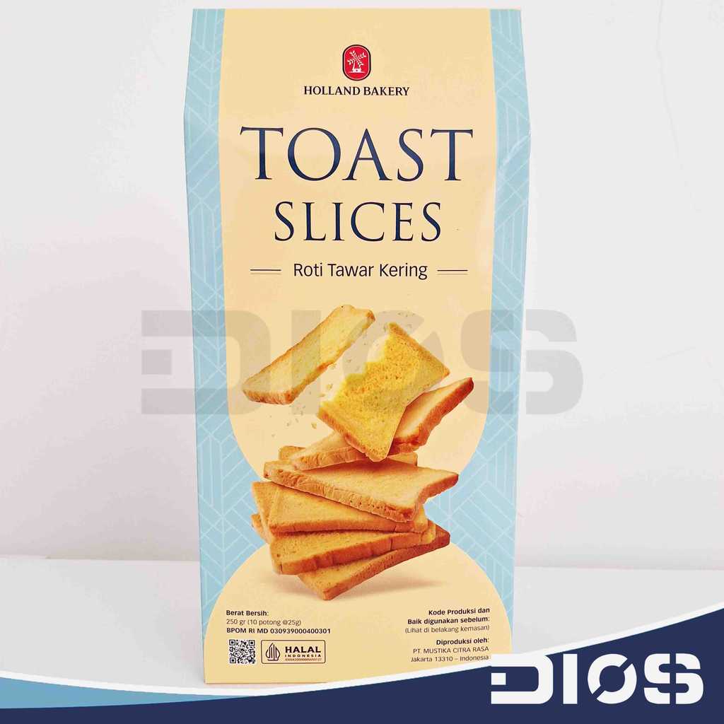 HOLLAND BAKERY Toast Slices Roti Tawar Kering 250gr per 1 box isi 10pcs Halal Bandung