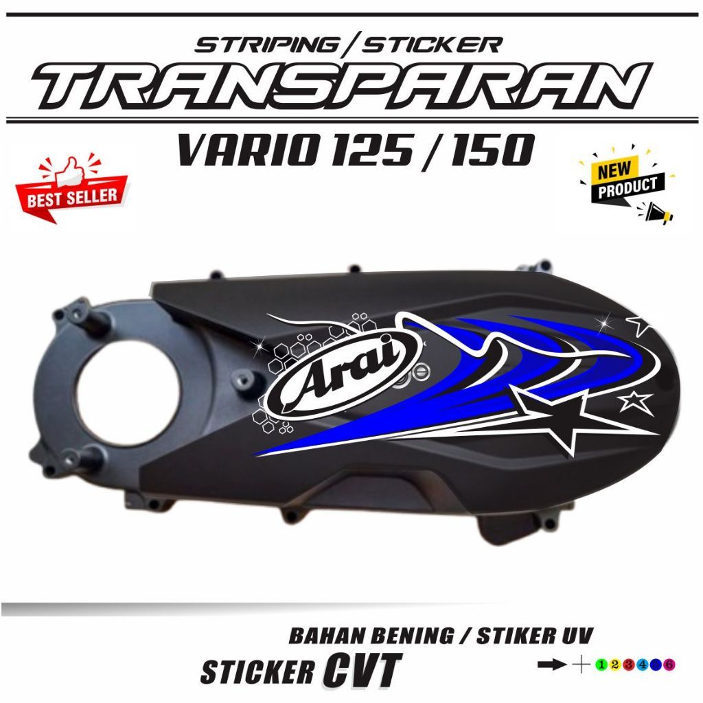 STIKER VARIASI CVT / STIKER VARIASI BAK CVT VARIO BAHAN UV BENING TRANSPARAN STIKER