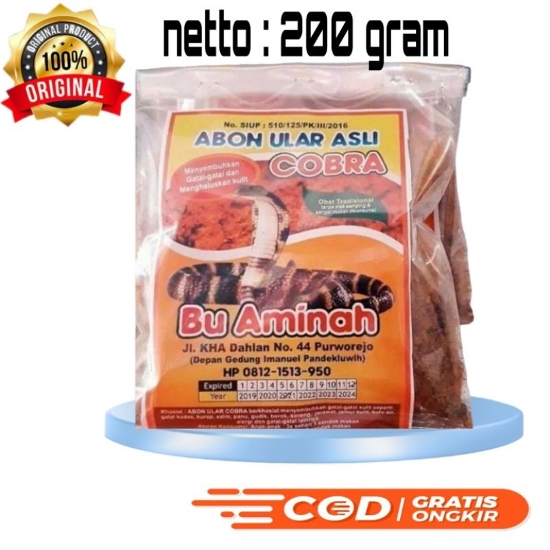 ABON ULAR COBRA ASLI BU AMINAH 200 GRAM OBAT TRADISIONAL GATAL - GATAL KULIT  YANG MEMBANDEL