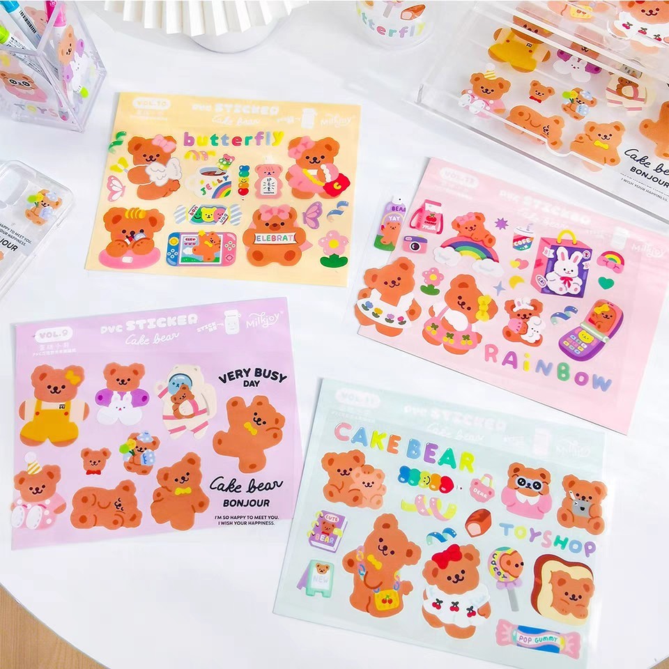 Milkjoy Korean Series Sticker Cake Bear Sticker Stiker Lucu Korea