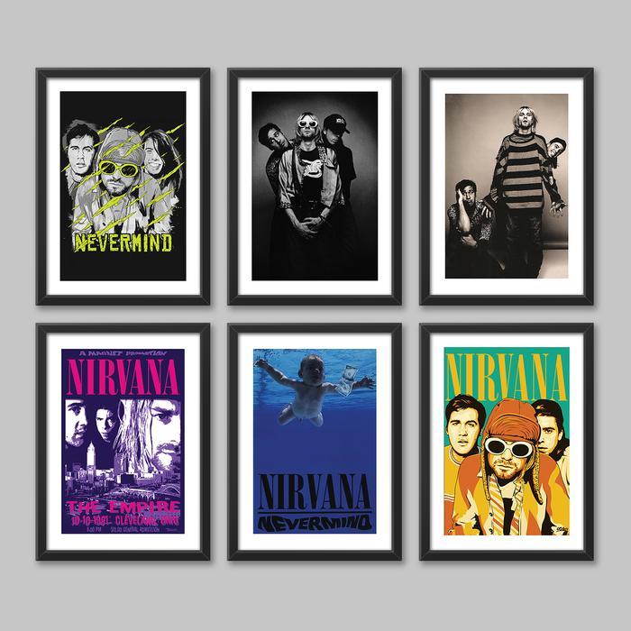 Poster Dinding Frame Bingkai / Nirvana Band Music