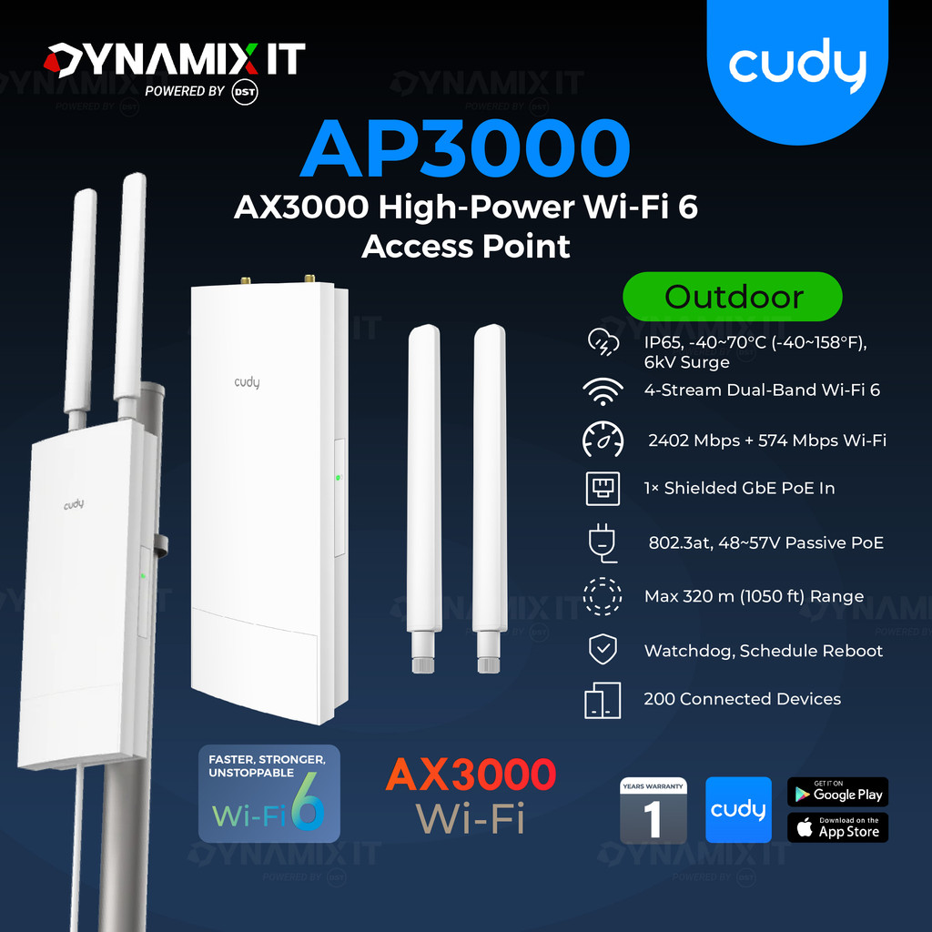 Cudy AP3000 Outdoor AX3000 High-Power Wi-Fi 6 Access Point | AP3000 AX3000